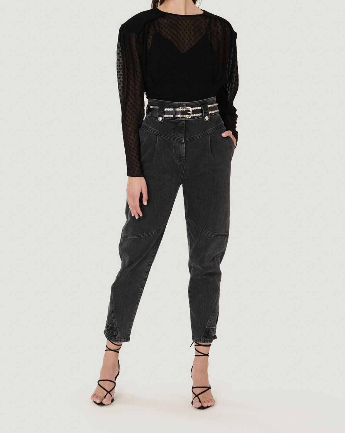 DRAKE SHEER DOTTED BLOUSE TOP image number null